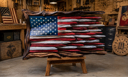 "The Battle Worn" Wooden American Flag