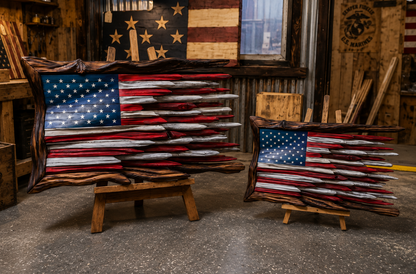 "The Battle Worn" Wooden American Flag