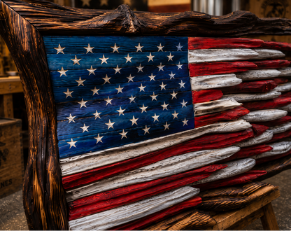 "The Battle Worn" Wooden American Flag